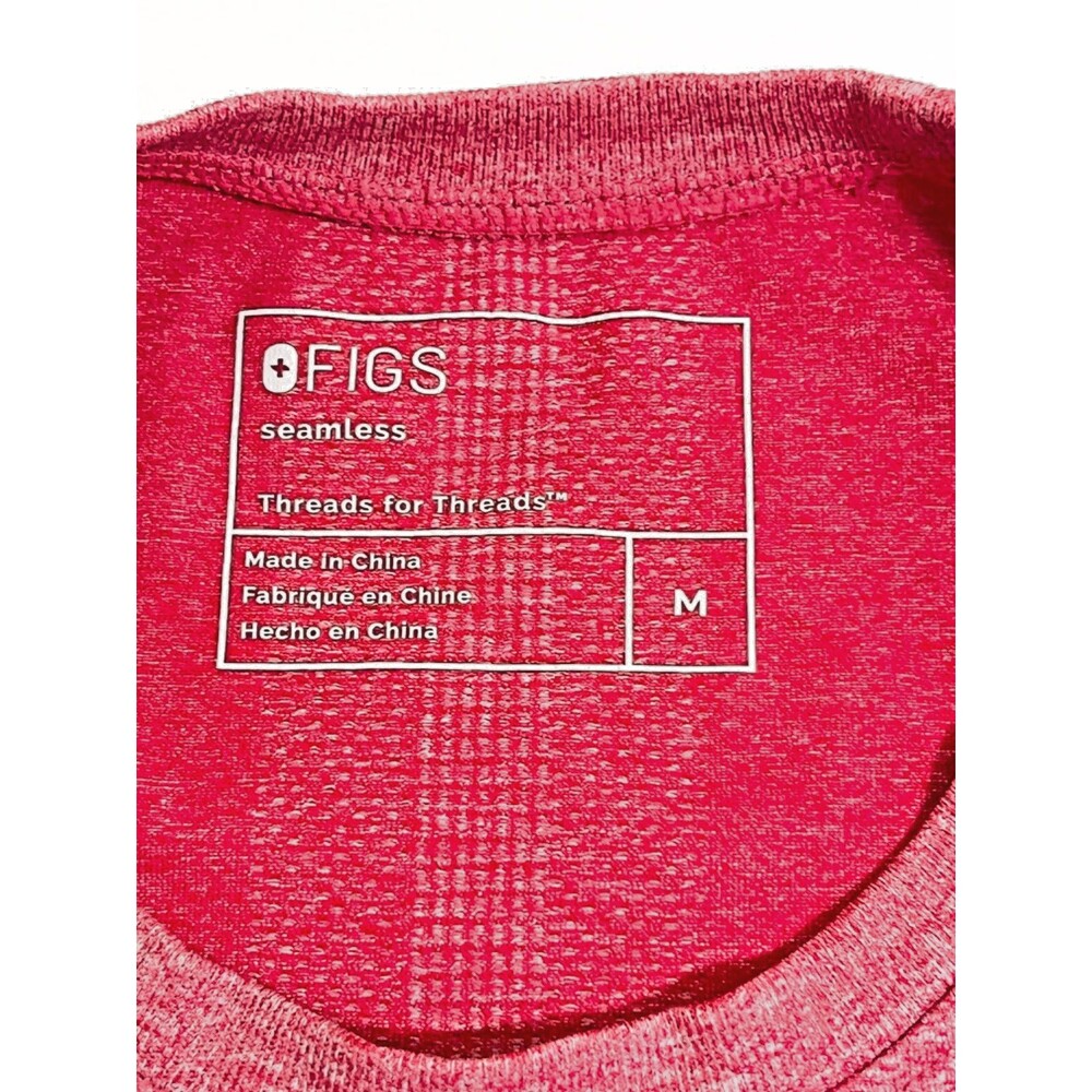 FIGS Heather Pink/Red Salta Seamless Long Sleeve Underscrub Top Slim Fit Size M - Picture 4 of 5